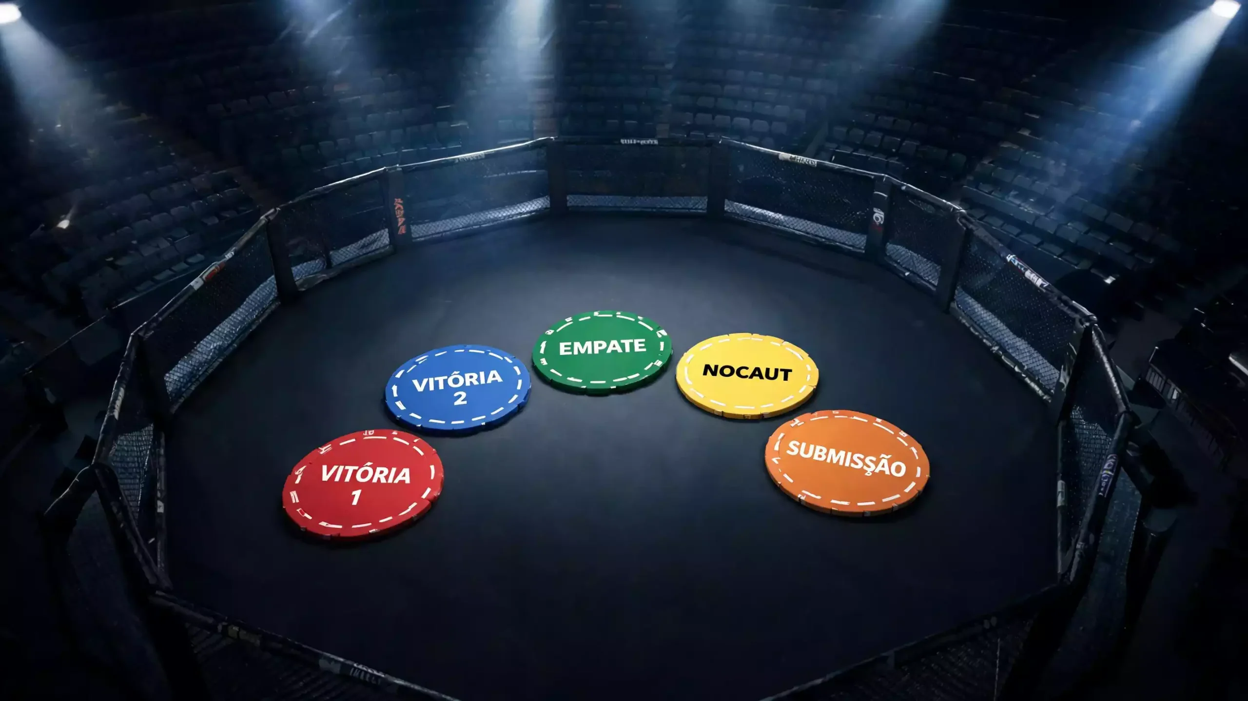 Painel com os principais mercados de apostas disponíveis numa luta UFC